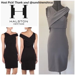 Halston Heritage Asymmetric Bodycon Bandage Dress
